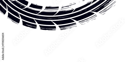 Tire track. Car, bike, motorcycle tyre mark with grunge effect isolated on white background. Wheel footprint on the road.