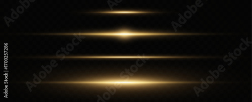 A glowing horizontal yellow line of light with a bright shine and beam effect. A futuristic energy strip with flickering, flashes, and neon glow. 