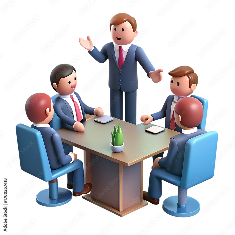 Obraz premium Business meeting with leader addressing team around table