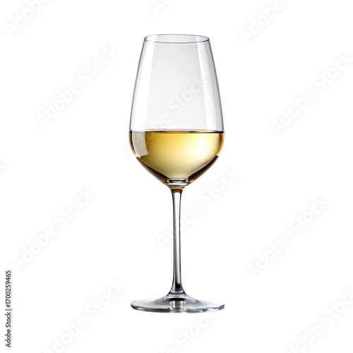 Tall Wine Glass with White Wine on Transparent Background Elegant Drink Still Life