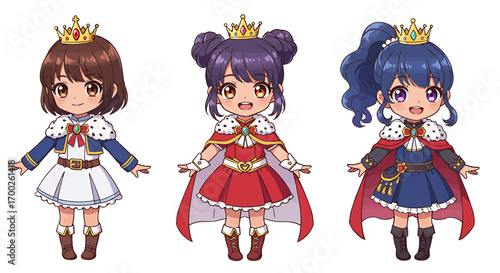 Adorable Chibi Princess Design A Charming Illustration for Digital and Print Media
