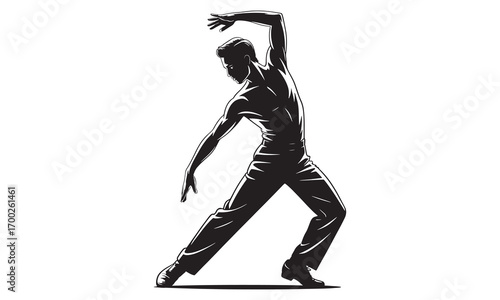 Single Dance Man Silhouette | Modern Hip Hop Pose Vector | Freestyle Outline Clipart