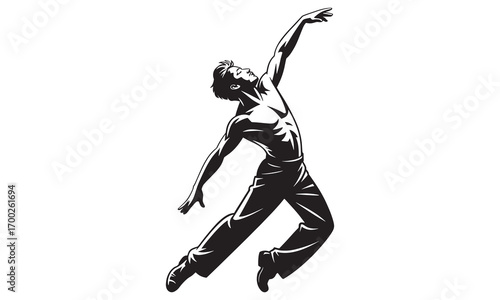 Dance Man Silhouette Artwork | Freestyle Hip Hop Vector | Urban Moves Outline