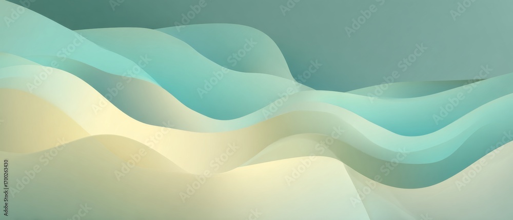 Fototapeta premium Abstract Gradient Waves in Mint Tones for Professional Corporate Background Designs