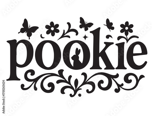pookie typography in silhouette