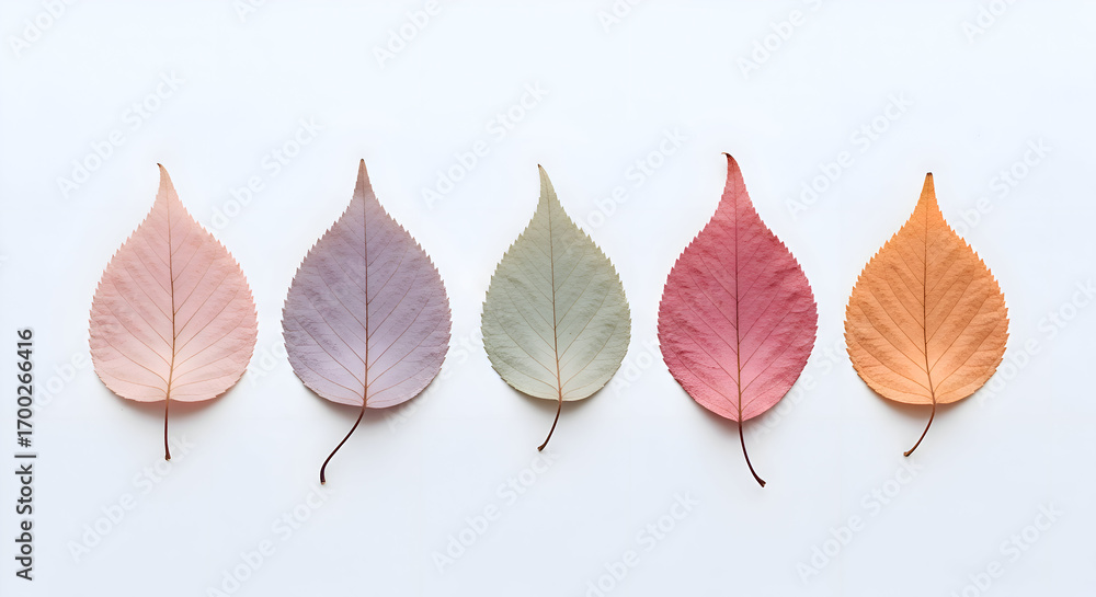 Fototapeta premium Colorful Autumn Leaves Isolated on White Background