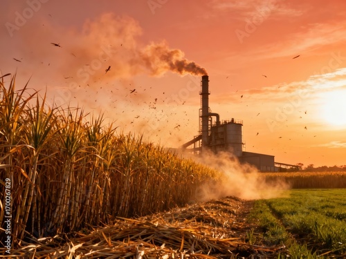 Sugarcane Factory Sunset