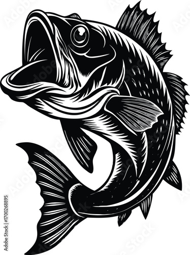 Largemouth Bass Silhouette Vector Illustration