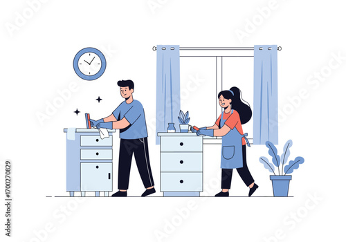 Couple engaged in household chores together a scene of domestic harmony