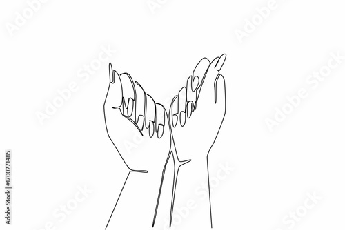 Continuous one line drawing a pair of hands side by side and showing colorful nails. Decorate the nails to look more fashionable. Beautiful art. Nail Day. Single line draw design vector illustration