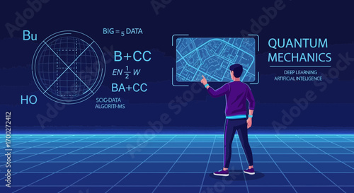 Artificial intelligence expert working with quantum mechanics and deep learning algorithms