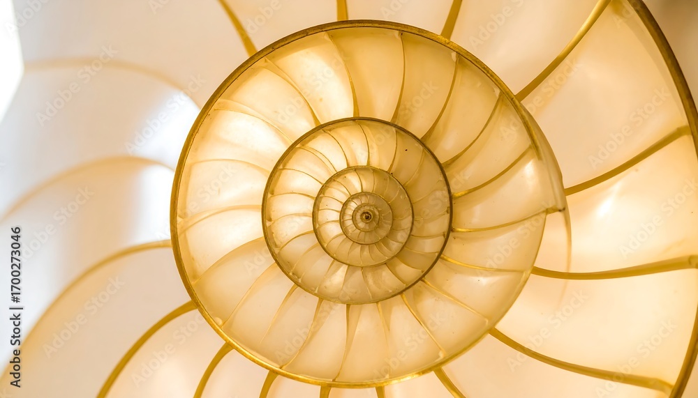 Obraz premium Close-up spiral shell. Golden hues