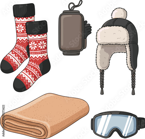 Winter Clothing and Accessories Flat Lay