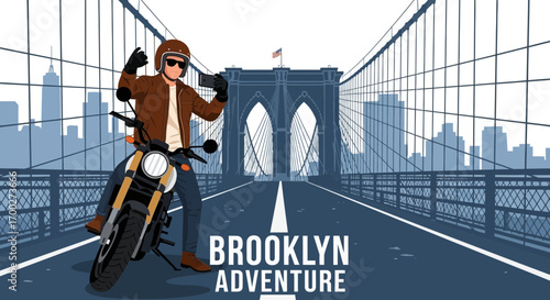 Exploring Brooklyn Bridge on a Motorcycle: A Thrilling Urban Adventure captured in Selfie
