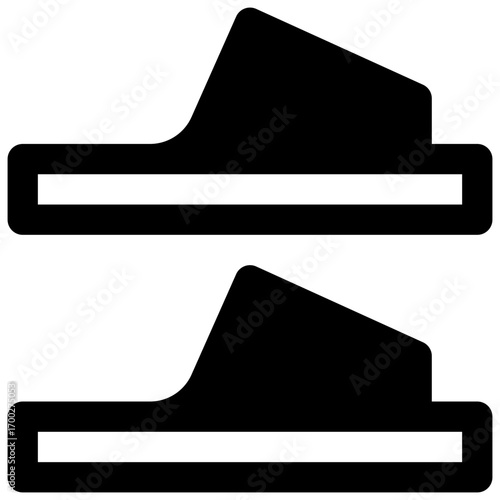 Flip-flops. Outlined stroke vector icon with black-filled details.
