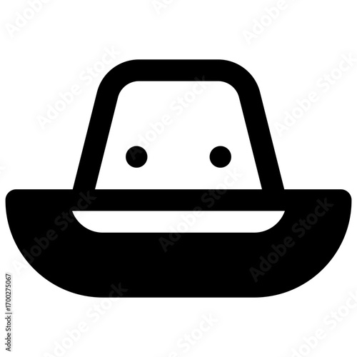 Hat. Outlined stroke vector icon with black-filled details.