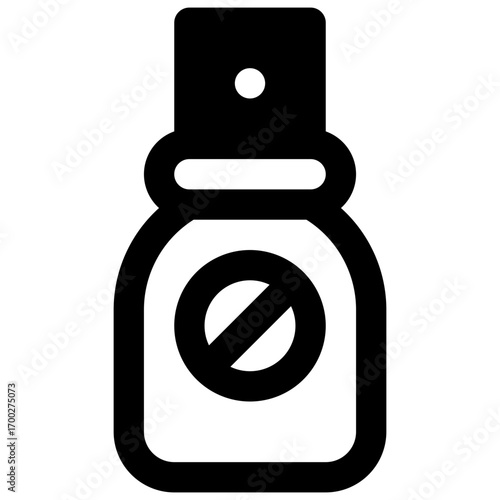 Insect repellent. Outlined stroke vector icon with black-filled details.