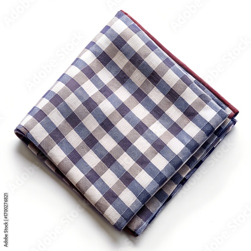 Folded Blue and White Gingham Pocket Square handkerchief