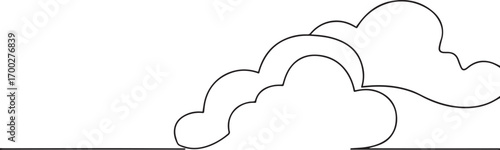 Clouds one continuous line art, Vector illustration, One line art, Line art graphic style