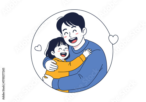 Happy father and daughter sharing a warm hug and love together