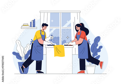 A team of professional cleaners working together to make windows sparkle