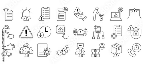 Set of Incident Management Icons or symbols Vector fully editable file.