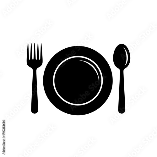 Dining Utensils and Plate Silhouette.