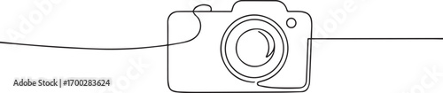 camera in continuous one continuous line art, Vector illustration, One line art, Line art graphic style.