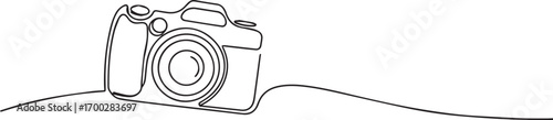 camera in continuous one continuous line art, Vector illustration, One line art, Line art graphic style.