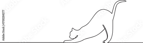 Cat in continuous one continuous line art, Vector illustration, One line art, Line art graphic style.