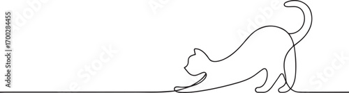 Cat in continuous one continuous line art, Vector illustration, One line art, Line art graphic style.