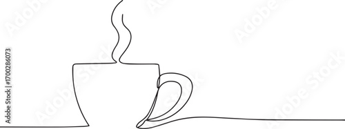 coffee cup continuous one continuous line art, Vector illustration, One line art, Line art graphic style.