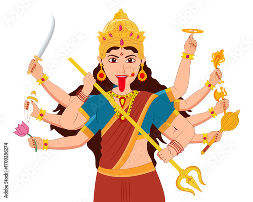vector illustration of indian God durga maa in Happy Durga Puja Subh Navratri