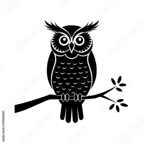 Wise owl perched on branch symbol of knowledge and intuition perfect for educational or mystical themes.