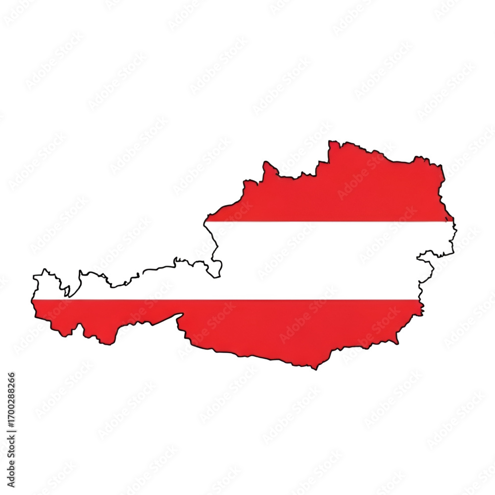 Obraz premium Flat Vector Map of Austria with National Flag High Definition Isolated Design