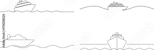 Set of coffee cup continuous one continuous line art, Vector illustration, One line art, Line art graphic style.