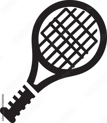 Tennis racket icon. black and white
