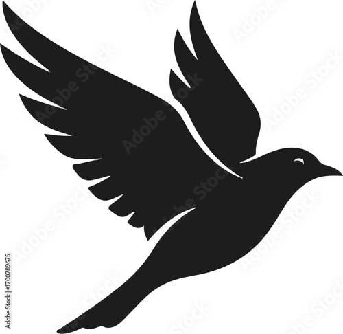 Bird Vector Illustration Flying Wing Design Black Minimalist Symbol