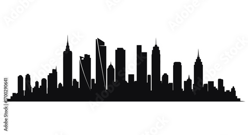 Cityscape skyline silhouette isolated on white background