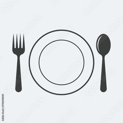 Simple Table Setting with Fork Spoon and Plate.