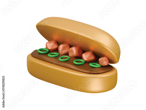 banh mi icon 3d illustration render