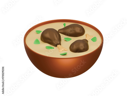 chicken braised icon 3d illustration render