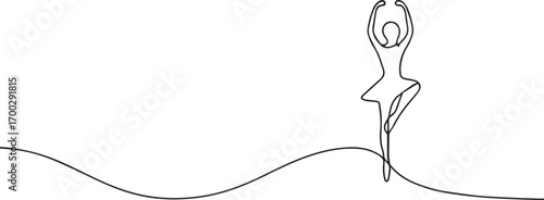 Ballerina dancer in continuous one continuous line art, Vector illustration, One line art, Line art graphic style.