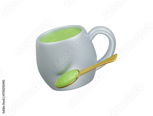 green tea icon 3d illustration render