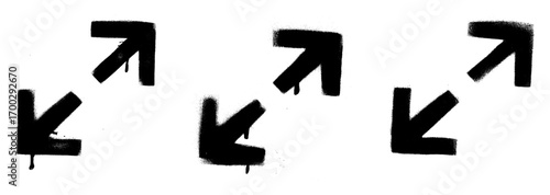 Zoom Out Arrow Up And Down Grunge Stencil Spray Paint Stroke Vector