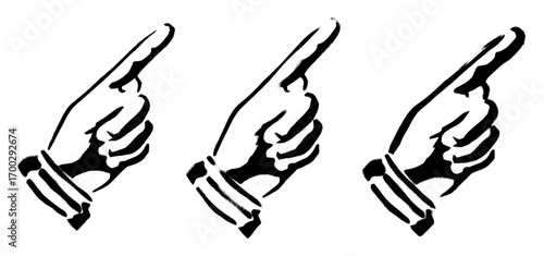 Finger Pointing Symbol Grunge Stencil Spray Paint Stroke Vector Set