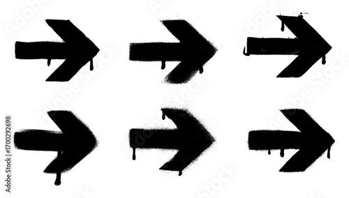Simple Pointing Arrow Grunge Stencil Spray Paint Stroke Vector Set