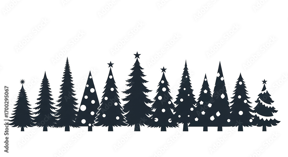Obraz premium Iridescent evergreen forest against black background