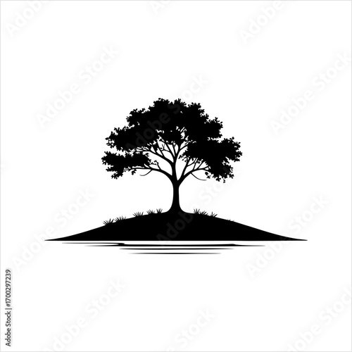 Vector icon of floating island with tree