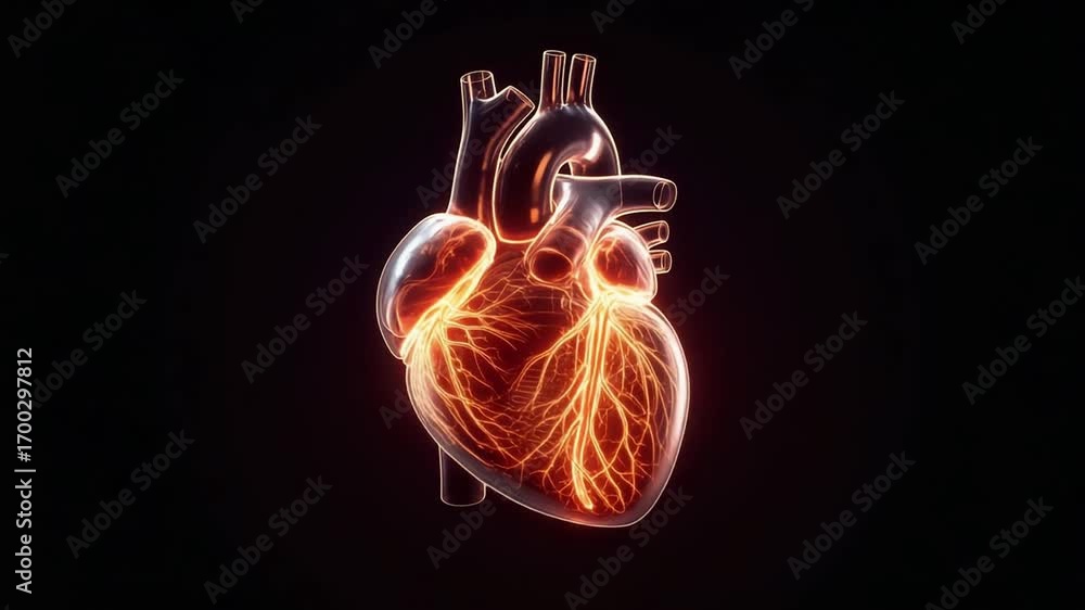 Pulsating 3D Human Heart Animation with Glowing Electrical Impulses and ...